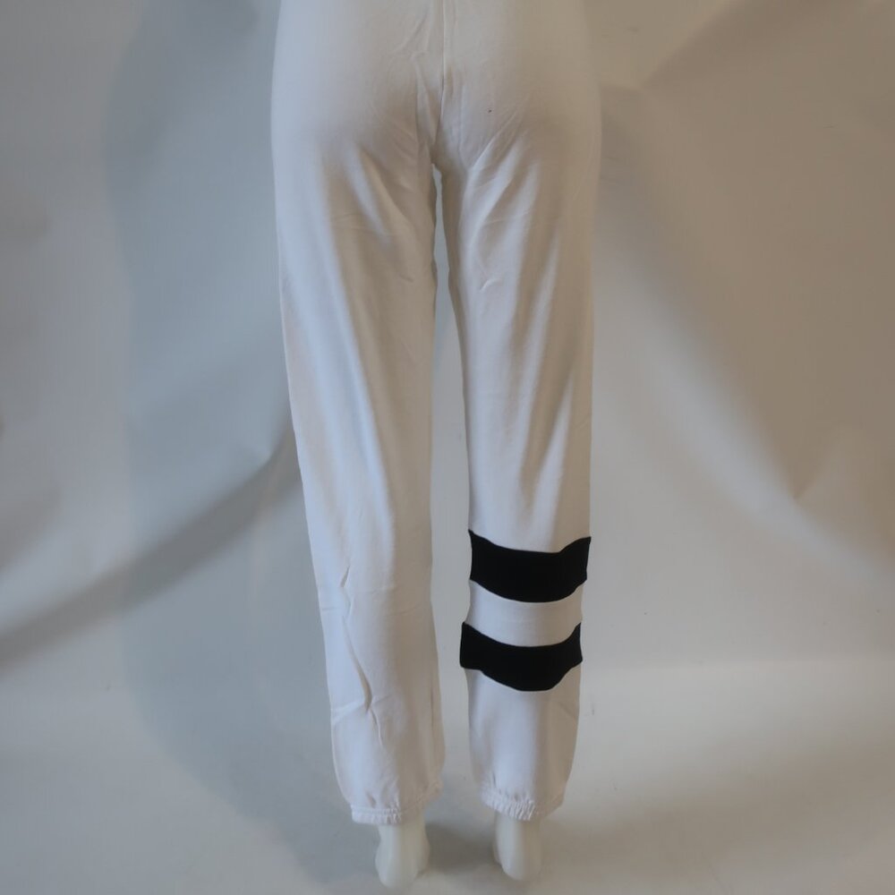 NWT Womens Lauren Moshi White Black (Item- 103)  Star Stripe Sweatpants S - Picture 7 of 8